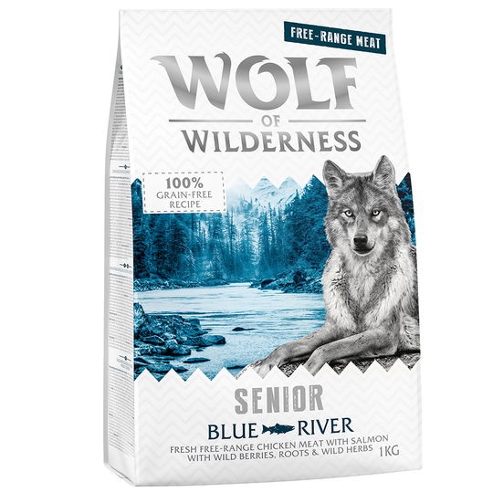 2 x 1 kg till sparpris! Wolf of Wilderness hundfoder - Senior Classic Free Range Blue River Chicken & Salmon