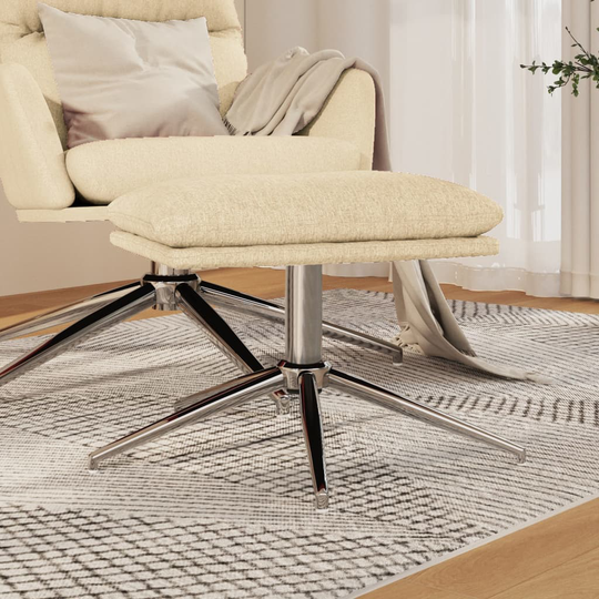 vidaXL Fotpall gräddvit 60x60x39 cm tyg