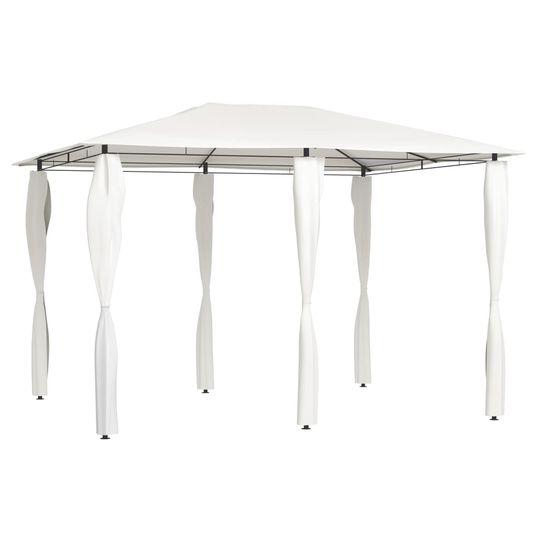 vidaXL Paviljong med stolpar 3x4x2,6 m gräddvit 160 g/m²
