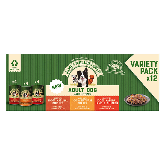 12 x 400 g James Wellbeloved Adult Mixpack till sparpris! - Adult Mix (Kyckling, Kalkon, Lamm & kyckling)
