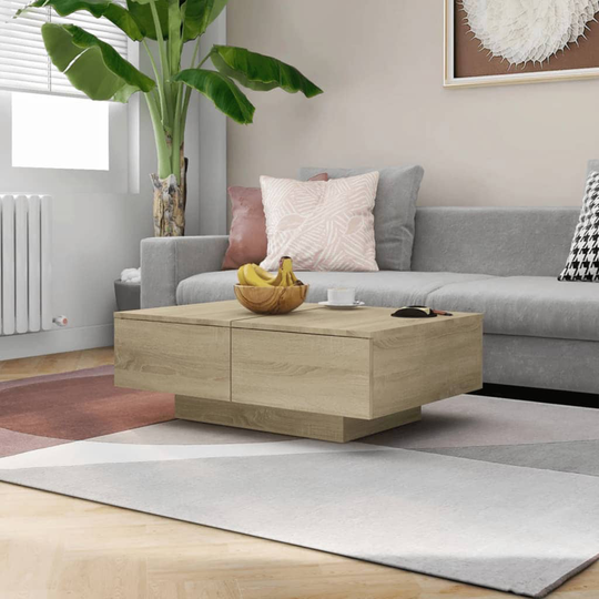 vidaXL Soffbord sonoma-ek 90x60x31 cm spånskiva
