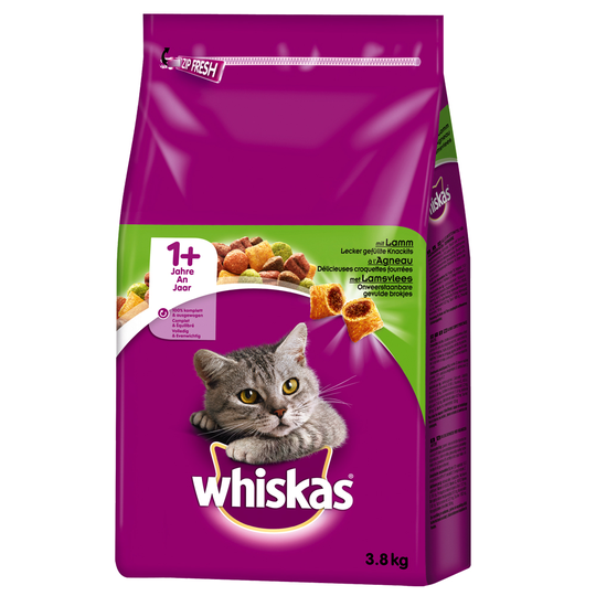 Blandpack: Whiskas 1+ 2 x 3,8 kg - Tonfisk + Lamm