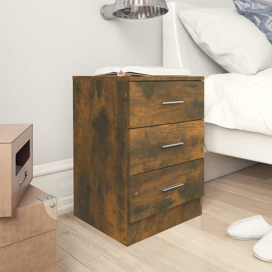 vidaXL Sängbord rökfärgad ek 38x35x56 cm konstruerat trä
