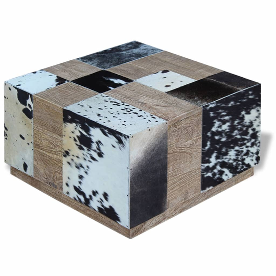 vidaXL Soffbord äkta kohud 60x60x36 cm