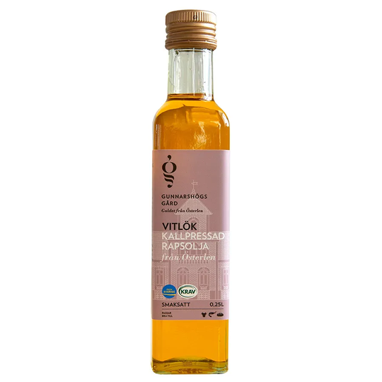 Gunnarshögs Gård Extra Fin Smaksatt Rapsolja Vitlök, 250 ml ekologisk
