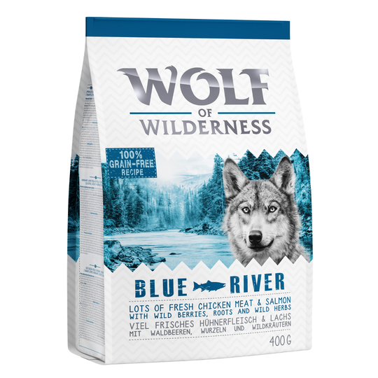 Prova-på-pris! Wolf of Wilderness torrfoder för hund! - Blue River - Salmon (400 g)