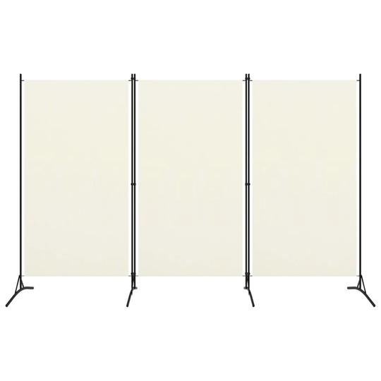 vidaXL Rumsavdelare 3 paneler gräddvit 260x180 cm