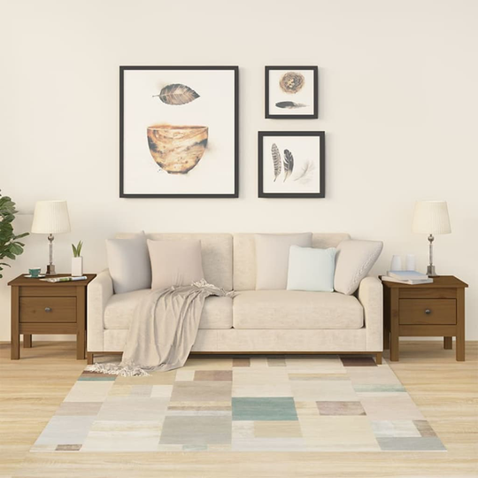 vidaXL Sidobord 2 st honungsbrun 40x40x39 cm massiv furu