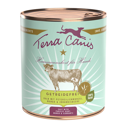 Terra Canis spannmålsfritt 6 x 800 g - Kalv med persiljerot, mango & vinbär