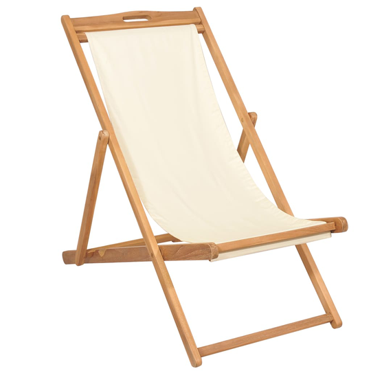 vidaXL Strandstol teakträ 56x105x96 cm gräddvit