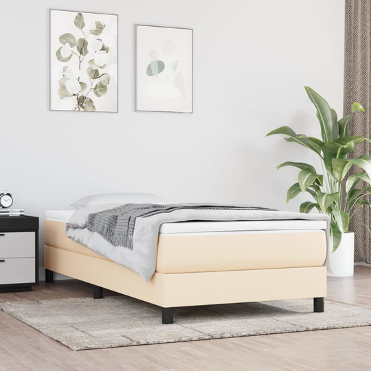 vidaXL Ramsäng gräddvit 90x200 cm tyg
