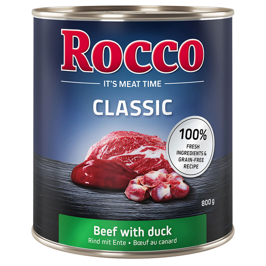 Rocco Classic 12 x 800 g hundfoder Nötkött & anka