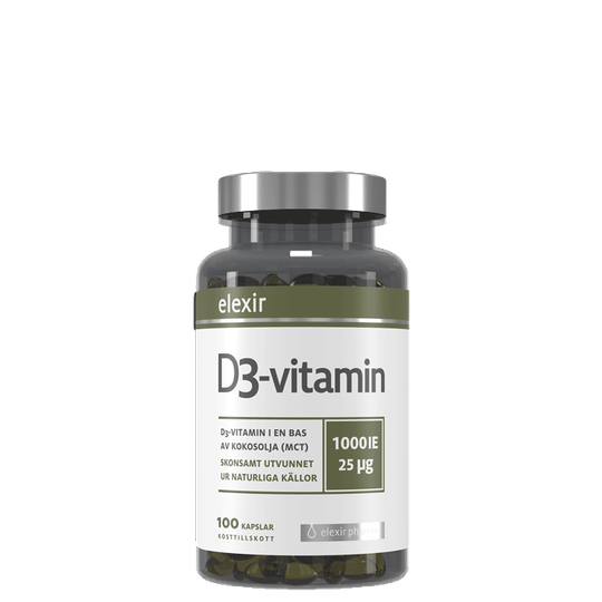 Elexir Pharma D3-vitamin, 25 mcg, 1000 IE, 100 kapslar