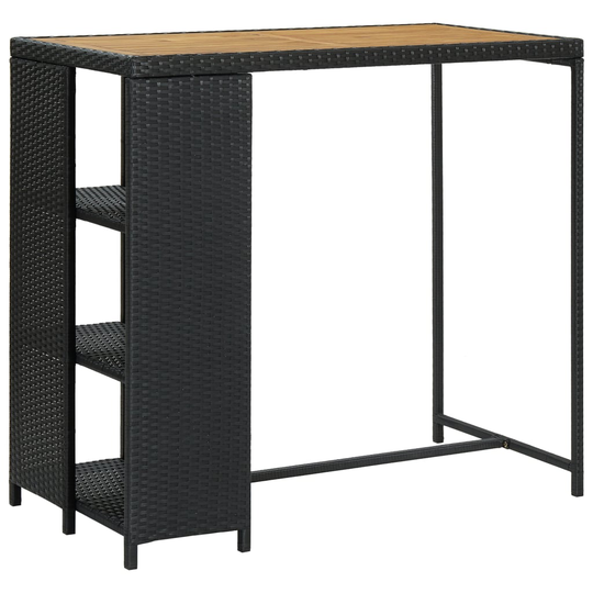 vidaXL Barbord med förvaringshyllor svart 120x60x110 cm konstrotting