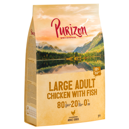 Testa nu - 1 kg till kanonpris! Purizon torrfoder - Adult Large Chicken & Fish - Grain Free