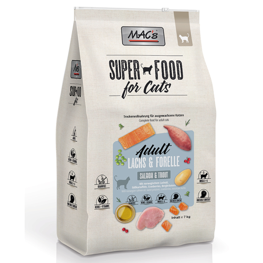 Ekonomipack: 2 x 7 kg MAC's Superfood for Cats torrfoder - Adult Lax & öring