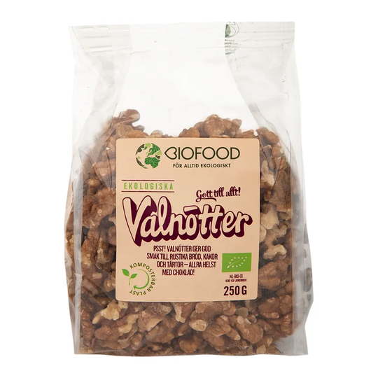 Biofood Valnötter halvor, 250g ekologisk