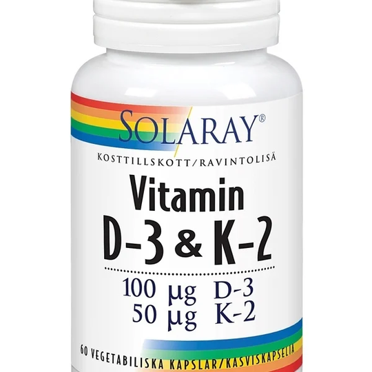 Solaray Vitamin D3 & K2 60 kapslar