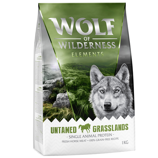 2 x 1 kg till sparpris! Wolf of Wilderness hundfoder - Adult Elements Untamed Grasslands Horse