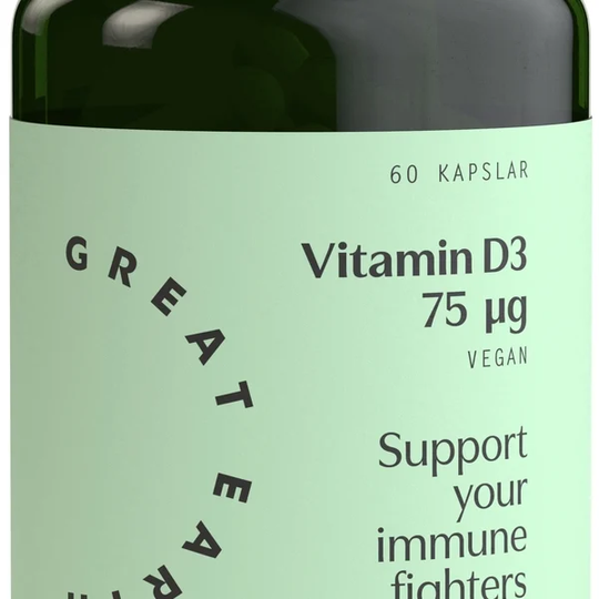 Great Earth Vitamin D3 Vegan 3000 I.E 60 kapslar