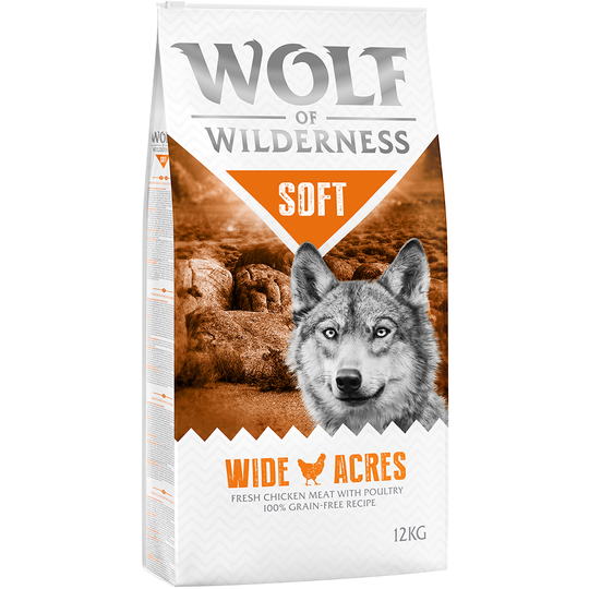 Ekonomipack: 2 x 12 kg Wolf of Wilderness hundmat - Soft - Wide Acres - Chicken