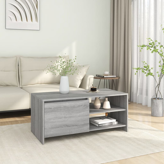 vidaXL Soffbord grå sonoma-ek 102x50x45 cm konstruerat trä