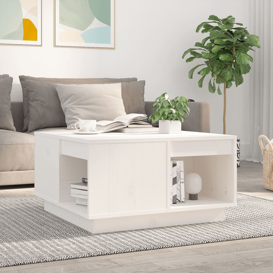 vidaXL Soffbord vit 60x61x32,5 cm massiv furu