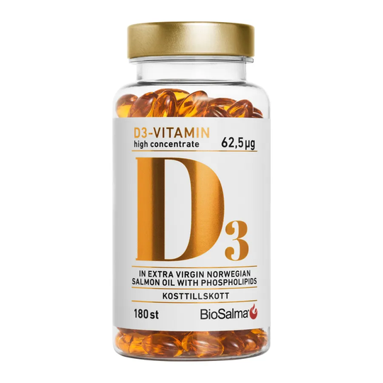 BioSalma D3-vitamin 62,5μg High Concentrate, 180 kapslar