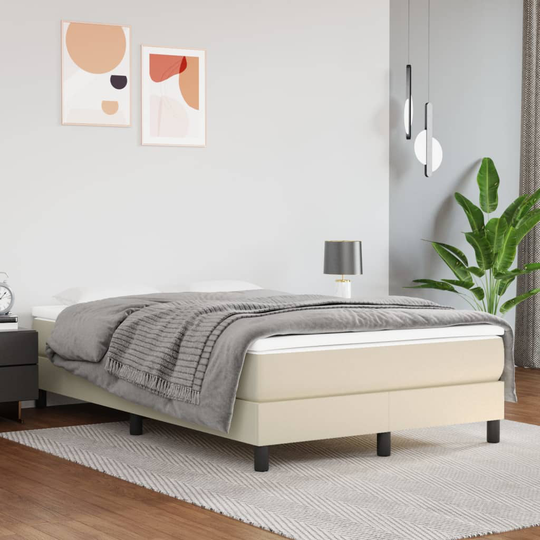 vidaXL Ramsäng gräddvit 120x200 cm konstläder