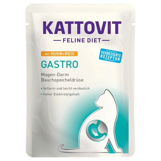 Kattovit Feline Gastro Pouch 24 x 85 g - Kyckling & ris