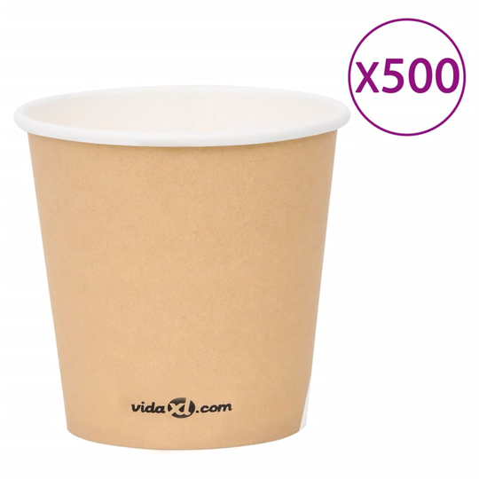 vidaXL Pappersmuggar 120 ml 500 st brun