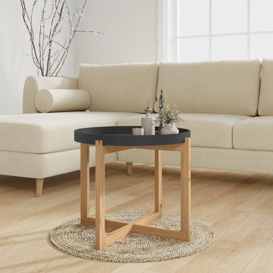 vidaXL Soffbord svart 53x53x43,5cm cm konstruerat trä&massiv furu