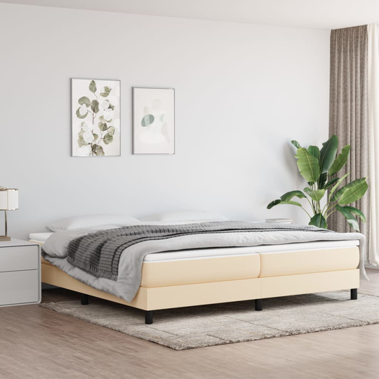 vidaXL Ramsäng gräddvit 200x200 cm tyg