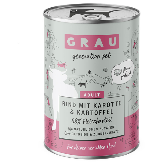 Ekonomipack: GRAU Adult 12 x 400 g - Nötkött med morot & potatis
