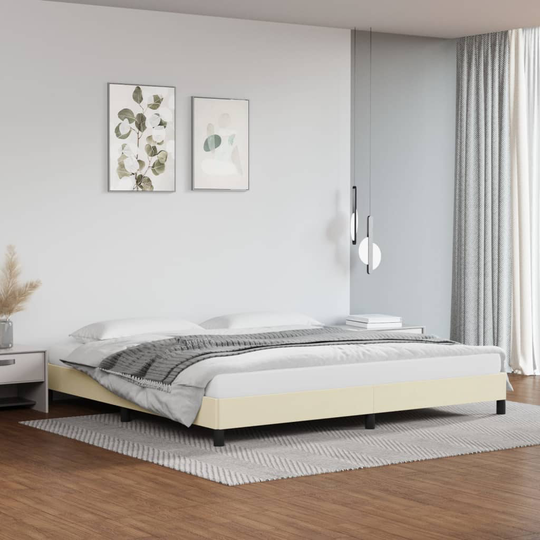 vidaXL Sängram gräddvit 200x200 cm konstläder