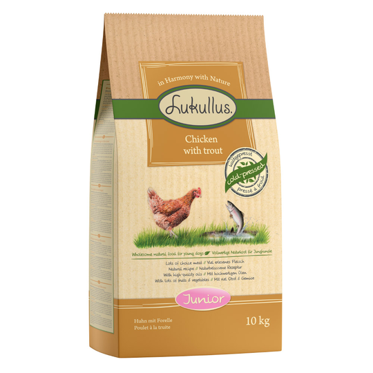 Lukullus Junior Kyckling & öring - Ekonomipack: 2 x 10 kg