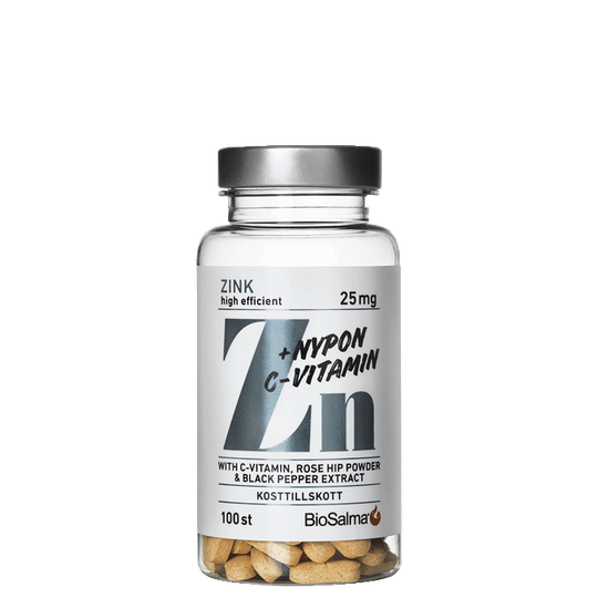Zink 25mg + C-vitamin & Nypon, 100 tabletter