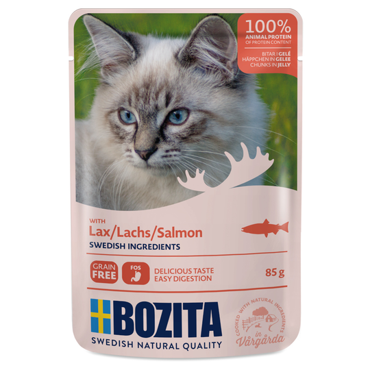 Bozita bitar i gelé Pouch 12 x 85 g - Lax