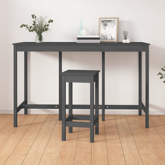 vidaXL Barbord grå 180x80x110 cm massivt furuträ