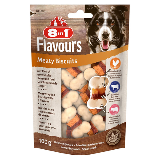 8in1 Flavours Meaty Biscuits Chicken - Ekonomipack: 6 x 100 g