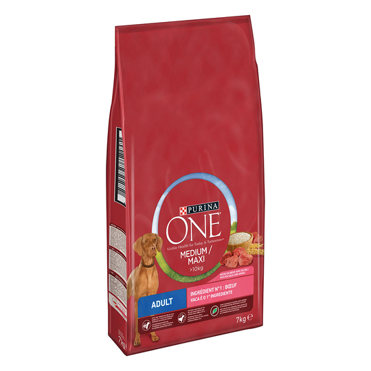Purina One Medium/Maxi Adult Beef & Rice - Ekonomipack: 2 x 7 kg