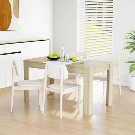 vidaXL Matbord vit och sonoma-ek 140x74,5x76 cm spånskiva