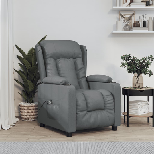 vidaXL Elektrisk reclinerfåtölj grå konstläder