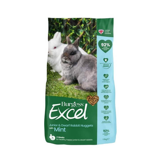 Burgess Excel Junior & Dwarf Rabbit Nugget with Mint (1,5 kg)