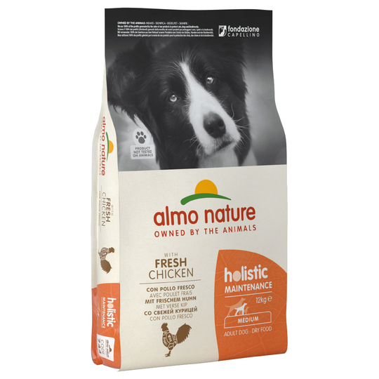 Ekonomipack: 2 / 3 påsar Almo Holistic Nature hundfoder - Adult Medium Kyckling & ris (2 x 12 kg)