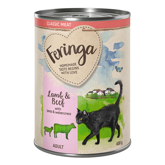 20 + 4 på köpet! 24 x 400 g Feringa Classic Meat Menu - Lamm & nötkött