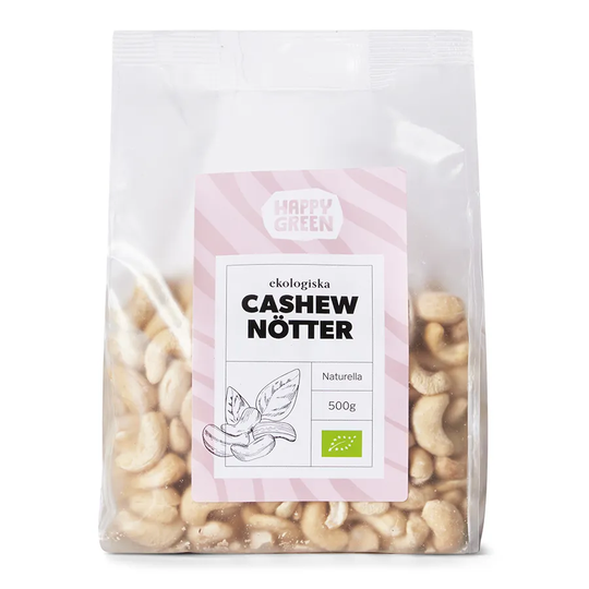 Happy Green Cashewnötter, 500g ekologisk