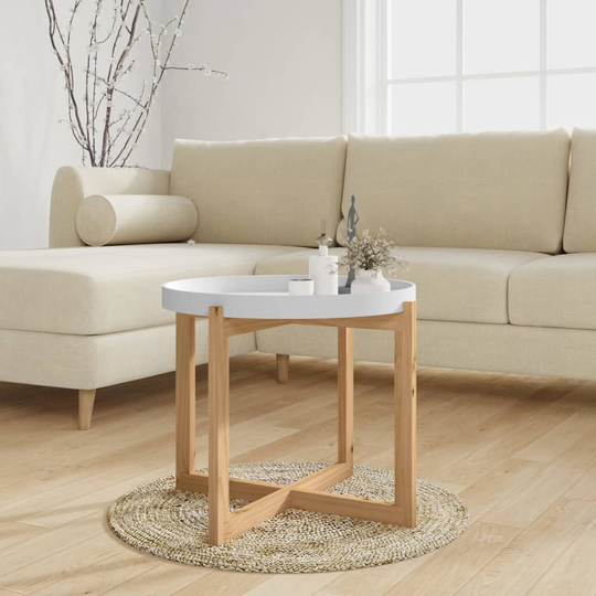 vidaXL Soffbord vit 53x53x43,5cm cm konstruerat trä&massiv furu