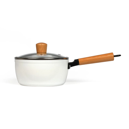 Livoo Kastrull med trähandtag 18 cm vit