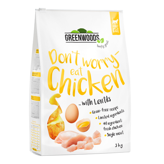 Ekonomipack: Greenwoods Adult 3 x 3 kg Chicken with Lentils, Potato & Egg